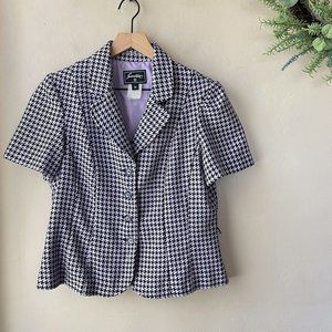 Vintage Purple Black Houndstooth Blazer